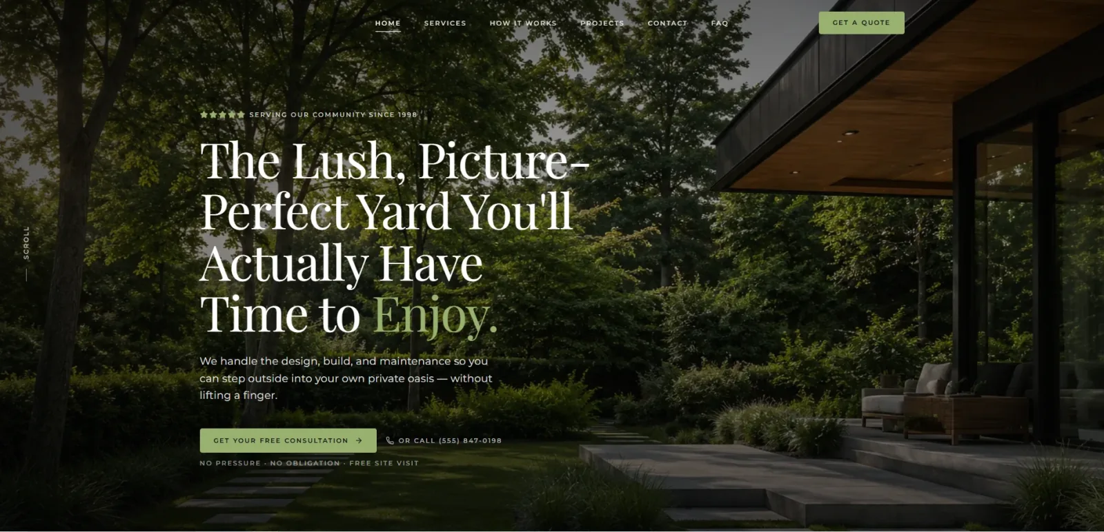 Verdant Landscapes residential landscaping website hero
